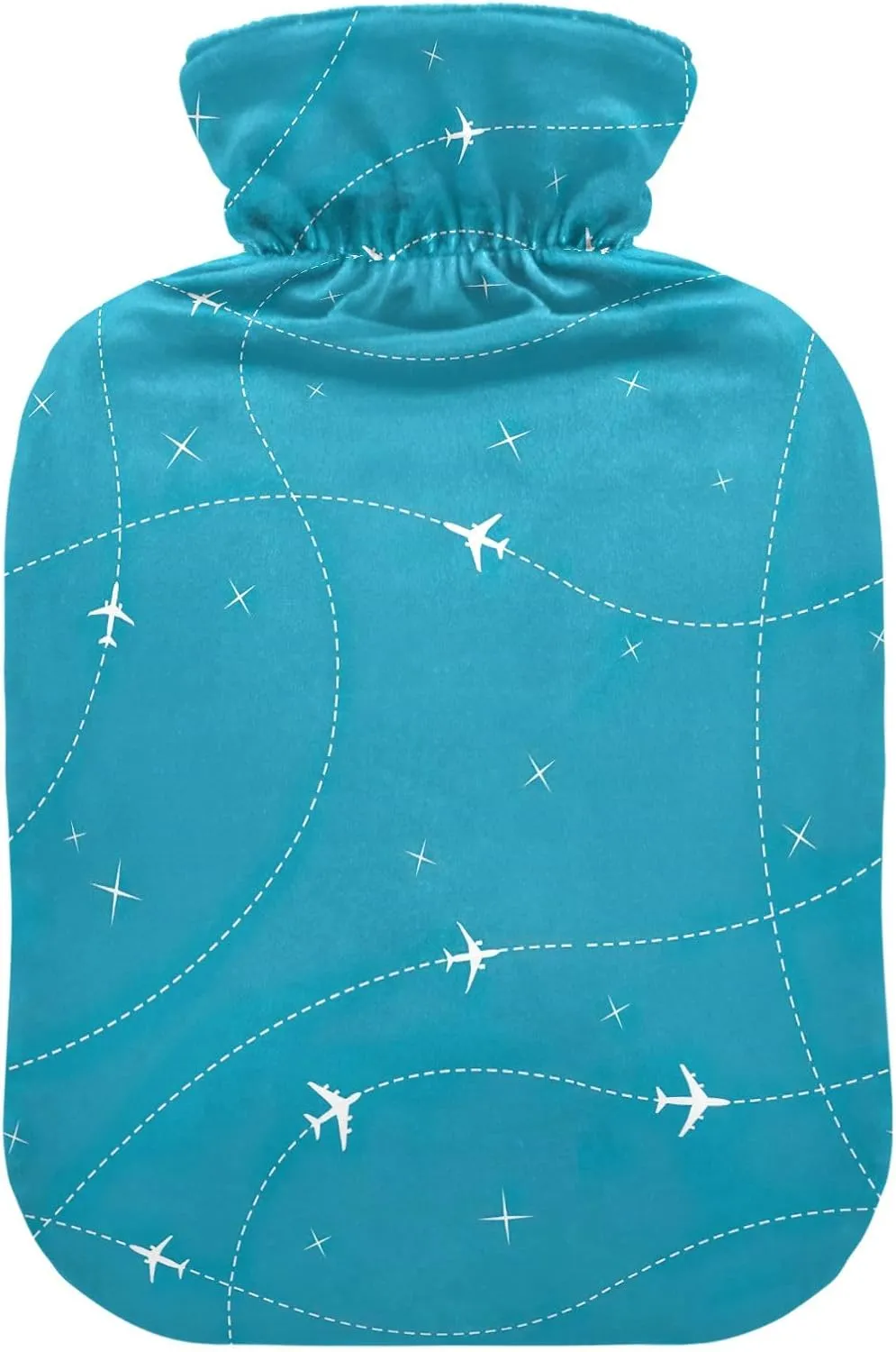 Air Travel Blue Hot Water Bottle with Cute Cover 1L Transparent Hot Water Bags Portable Hot Water Bottles for Neck, Shoulders and Legs Pain Relief, Menstrual Cramps