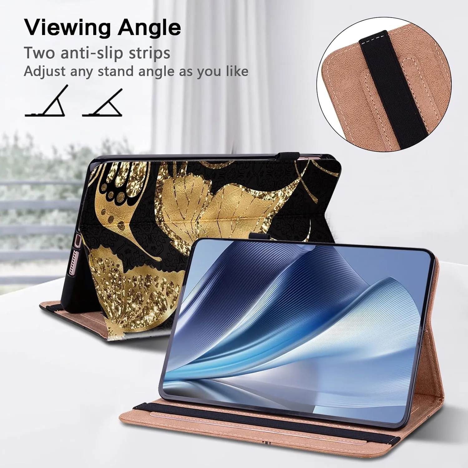 ALILANG Case for Lenovo Tab M11 11.0 Inch 2024 (TB330FU) Tablet Cases, Ultra-Thin Lightweight Folio Shockproof Folding Stand Protector Cover for Lenovo Tab M11 -Gold Butterfly