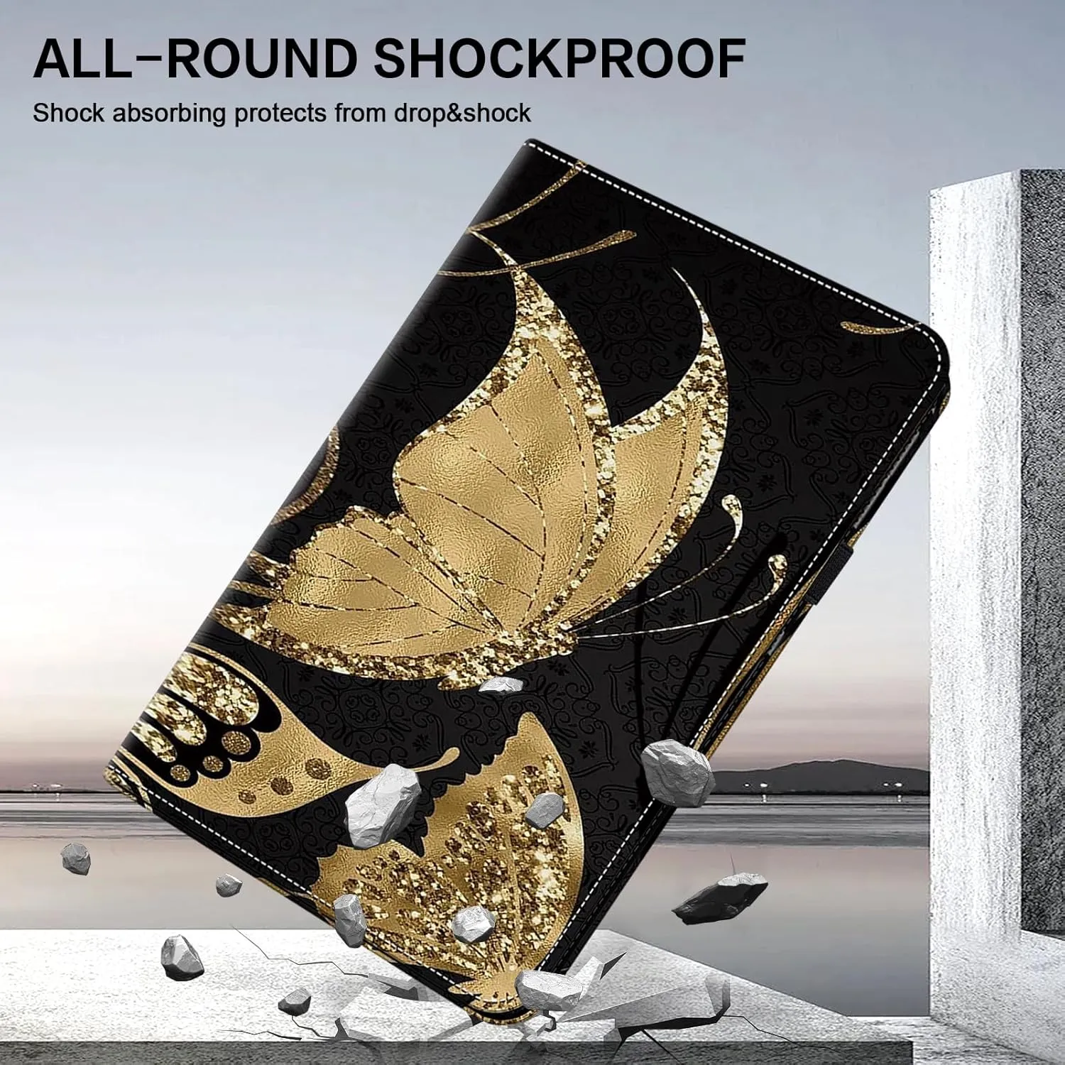 ALILANG Case for Lenovo Tab M11 11.0 Inch 2024 (TB330FU) Tablet Cases, Ultra-Thin Lightweight Folio Shockproof Folding Stand Protector Cover for Lenovo Tab M11 -Gold Butterfly