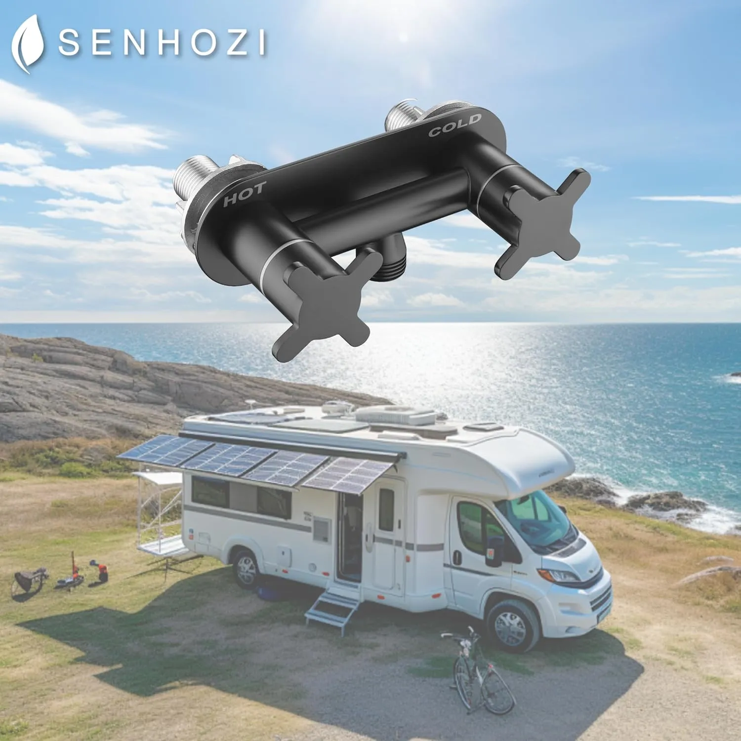 All Metal RV Shower Faucet Matte Black, Stainless Steel Camper Replacement, 4 Inch for Indoor and Outdoor Shower
