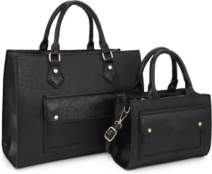 ALYSSA Large Tote Handbag for Women Top Handle Faux Leather Satchel Crossbody Shoulder Purse 2pcs Set
