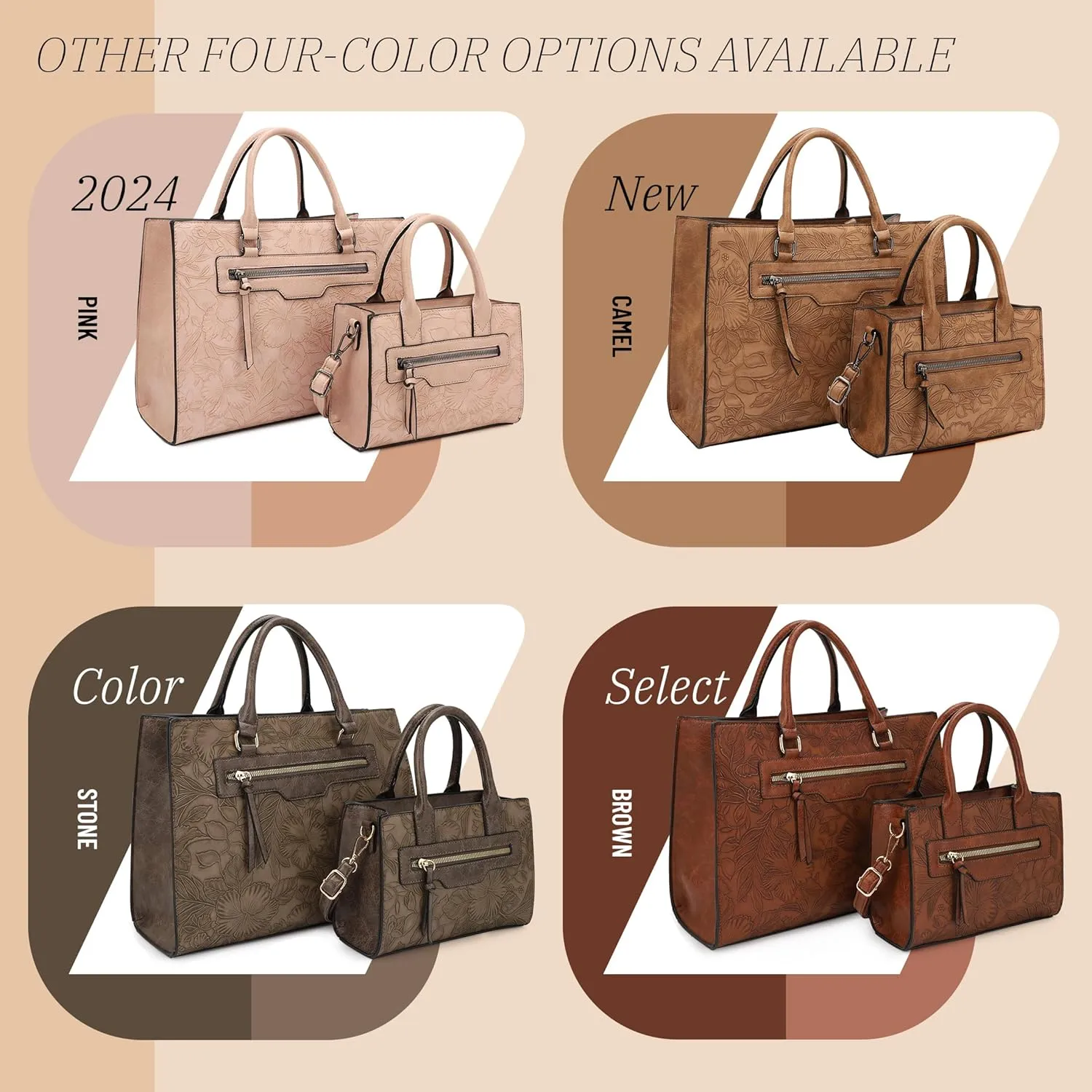 ALYSSA Large Tote Handbag for Women Top Handle Faux Leather Satchel Crossbody Shoulder Purse 2pcs Set