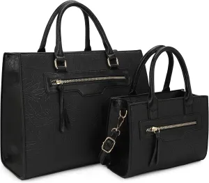 ALYSSA Large Tote Handbag for Women Top Handle Faux Leather Satchel Crossbody Shoulder Purse 2pcs Set