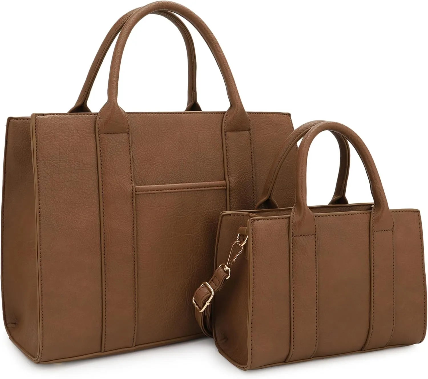 ALYSSA Large Tote Handbag for Women Top Handle Faux Leather Satchel Crossbody Shoulder Purse 2pcs Set