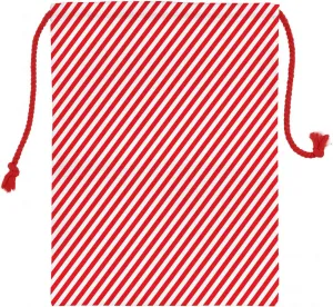 Ambesonne Candy Cane Christmas Gift Sack, Diagonal Red Lines Christmas Celebration Themed Geometric Arrangement, Santa Sack Bag Canvas Fabric for Gifts and Storage, 19.8" X 25.9", Orange and White