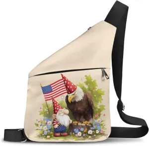 American Flag Men's Shoulder Bag for Men Eagle Print Slim Carry Crossbody Bag with Smooth Zipper Crossbody Bag for Gentlemen Personal Travel Bag for Hiking Traveling Camping Crossbody Purse