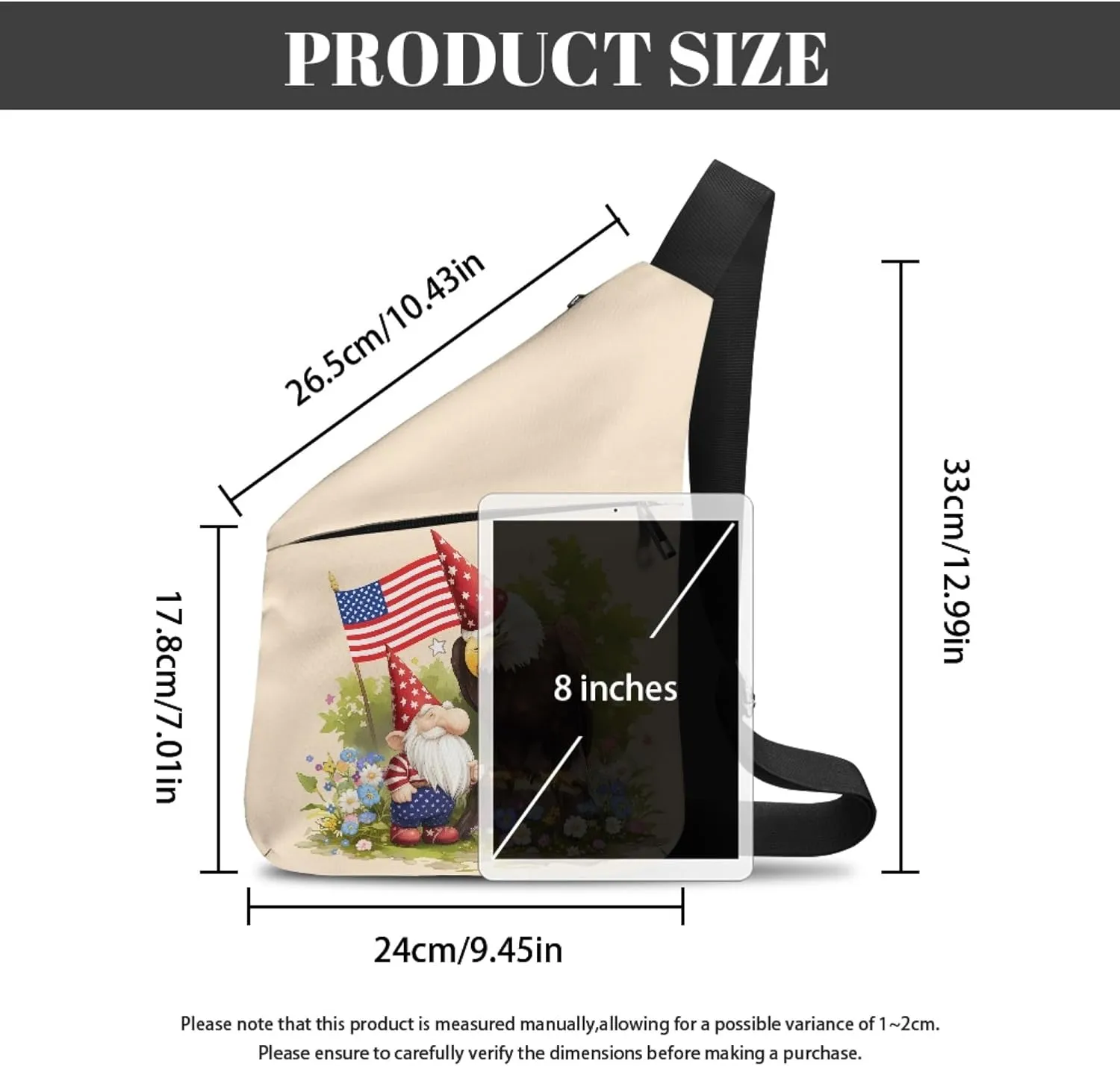 American Flag Men's Shoulder Bag for Men Eagle Print Slim Carry Crossbody Bag with Smooth Zipper Crossbody Bag for Gentlemen Personal Travel Bag for Hiking Traveling Camping Crossbody Purse