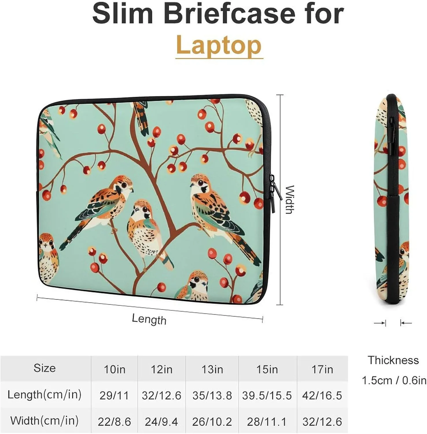 American Kestrel Pattern Laptop Sleeve Bag Waterproof Shockproof Notebook Cover Tablet Carrying Sleeve Case 13inch