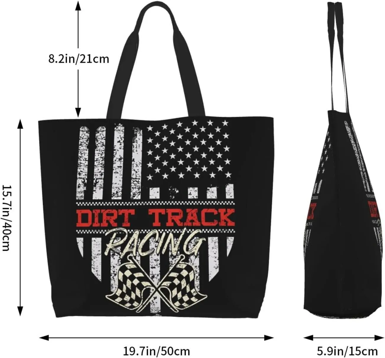 American Motorcycle Flag Dirt Bike Women's Tote Bag Large Capacity Single Shoulder Bags Handbag for Shopping Work