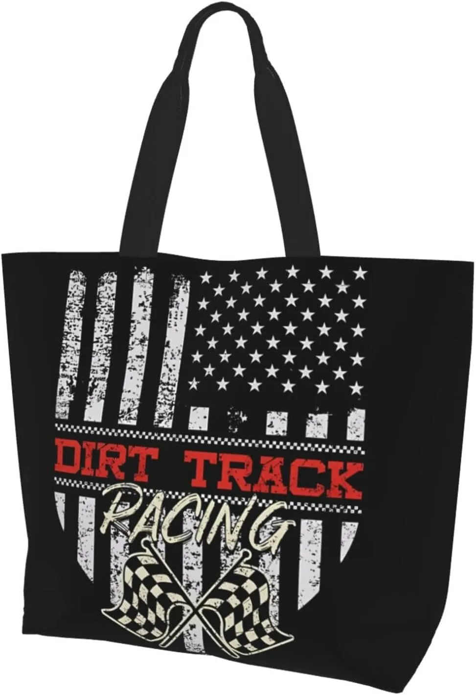 American Motorcycle Flag Dirt Bike Women's Tote Bag Large Capacity Single Shoulder Bags Handbag for Shopping Work