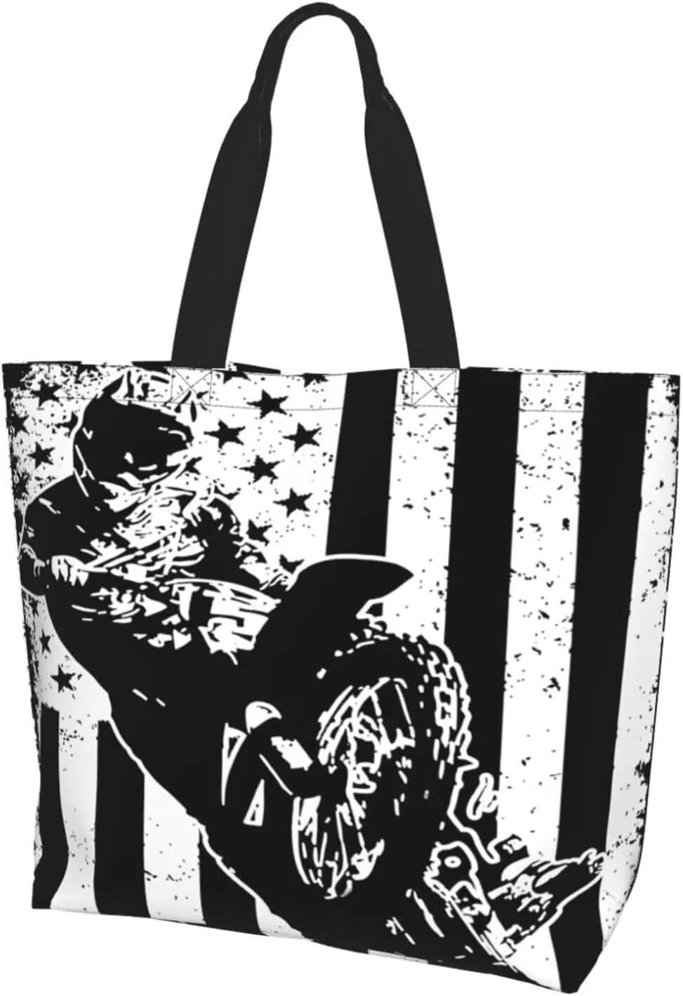 American Motorcycle Flag Dirt Bike Women's Tote Bag Large Capacity Single Shoulder Bags Handbag for Shopping Work
