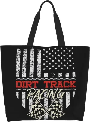 American Motorcycle Flag Dirt Bike Women's Tote Bag Large Capacity Single Shoulder Bags Handbag for Shopping Work