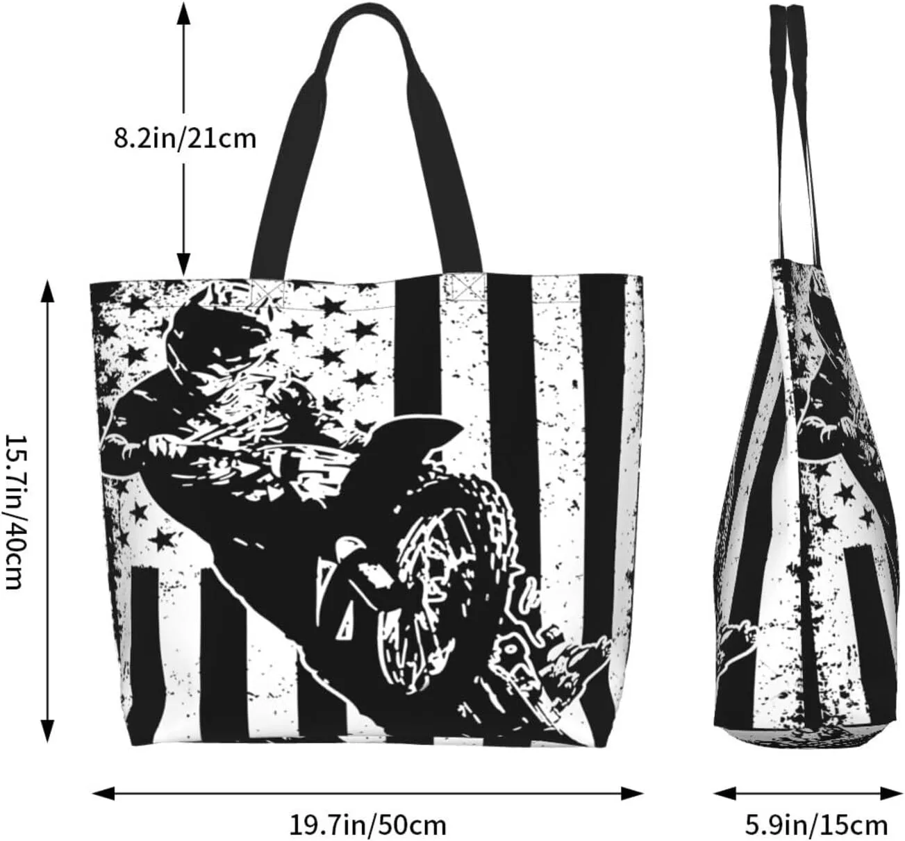 American Motorcycle Flag Dirt Bike Women's Tote Bag Large Capacity Single Shoulder Bags Handbag for Shopping Work