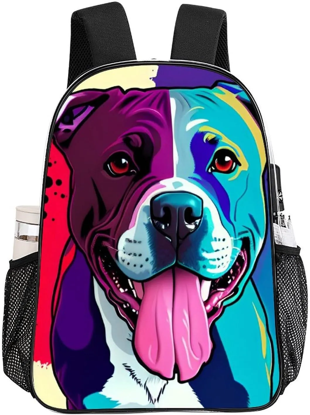 American Pit Bull Terrier Dog Art Rucksack Transparent Anti-Theft Multipurpose Carry On Bag Large Capacity Travel and Sport Backpack Rucksack With Smooth Zippers