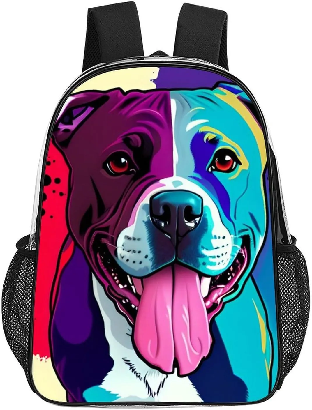 American Pit Bull Terrier Dog Art Rucksack Transparent Anti-Theft Multipurpose Carry On Bag Large Capacity Travel and Sport Backpack Rucksack With Smooth Zippers