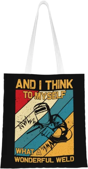 And I Think To Myself What A Wonderful Weld Tote Bag for Women Canvas Shopping Bags Reusable Large Capacity Casual Shoulder Handbags Grocery Bags