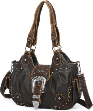 Angel Kiss Hobo Bags for Women Vegan Leather Purses and Handbags Ladies Chic Shoulder Bags Crossbody Purses with Metal Studs