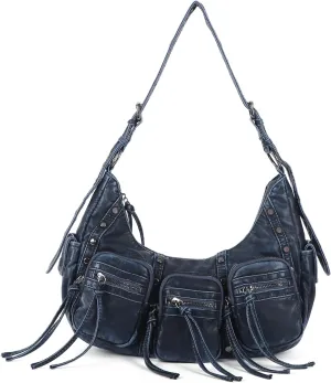 Angel Kiss Hobo Bags Purse for Women Y2K Shoulder Bag Multi Pockets Designer Satchel Studded Handbags with Strap