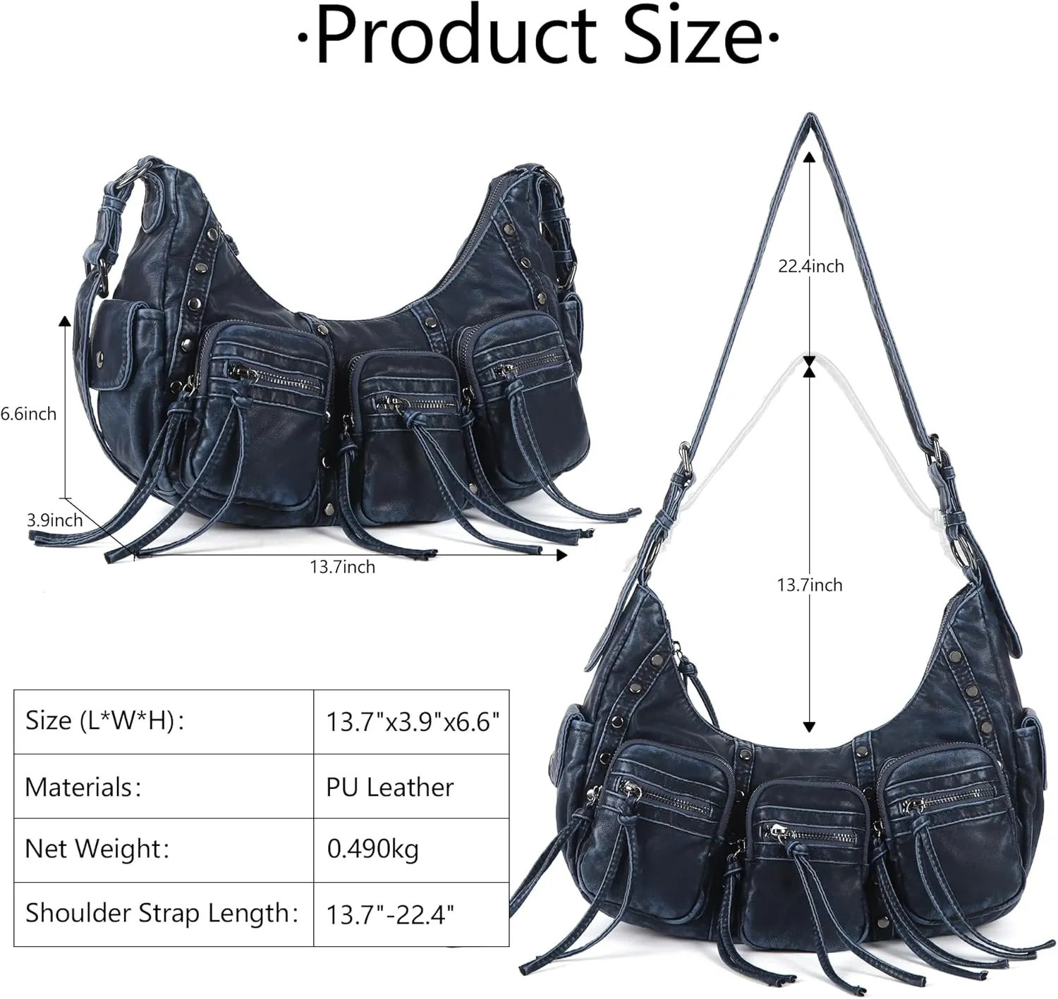 Angel Kiss Hobo Bags Purse for Women Y2K Shoulder Bag Multi Pockets Designer Satchel Studded Handbags with Strap