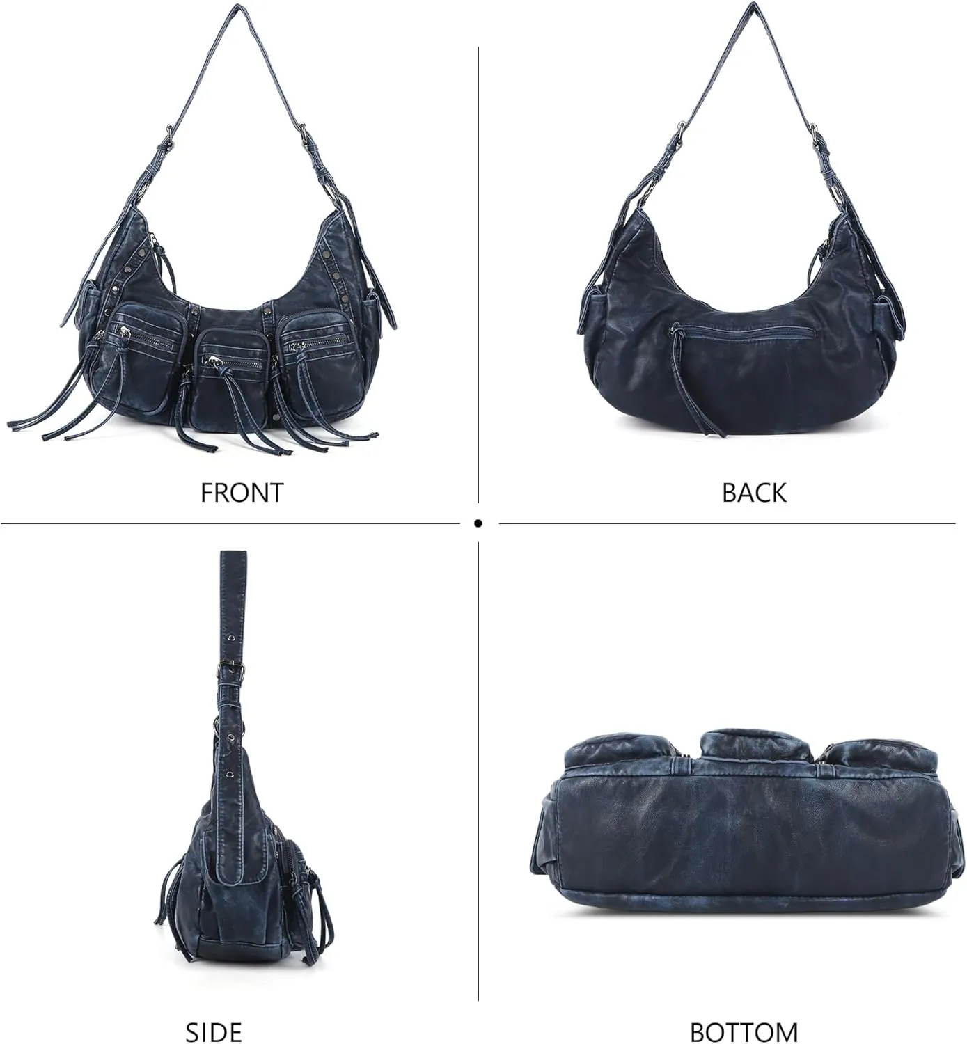Angel Kiss Hobo Bags Purse for Women Y2K Shoulder Bag Multi Pockets Designer Satchel Studded Handbags with Strap