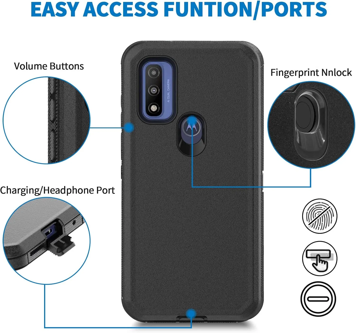 Anloes Case for Moto G Pure 2021/G Play 2023/G Power 2022, Motorola G Pure Phone Case Heavy Duty Shockproof Dustproof Protection, 3 in 1 Rugged Defender Protective Bumper Cover(Black)