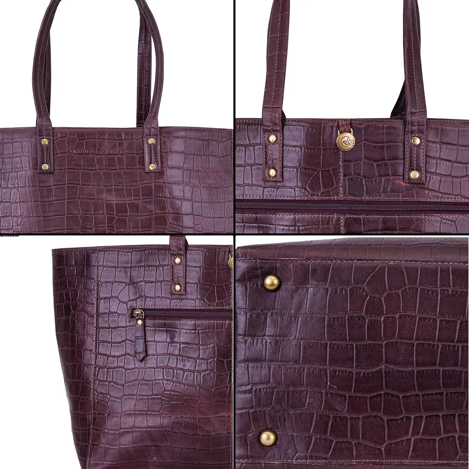 ANTONIO VALERIA Avery Leather Tote/Top Handle Shoulder Bag for Women