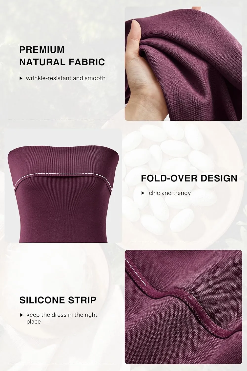 Arach&Cloz Women's Summer Mulberry Silk Blend Bodycon Strapless Back Slit Midi Dress Elegant Wedding Guest Party Dresses 2025