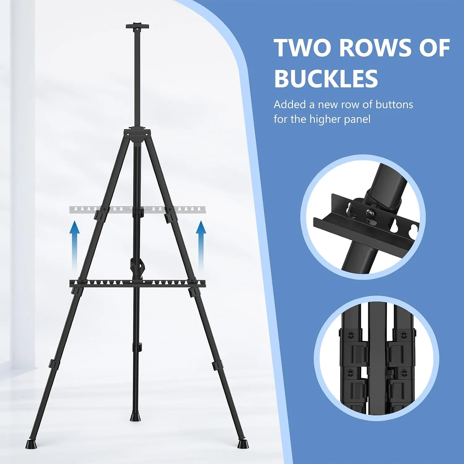Art Painting Display Easel Stands - Portable Adjustable Aluminum Metal Tripod Artist Easels with Bags, Extra Sturdy for Table-Top/Floor Painting, Drawing, and Displaying, Black 4 Pack
