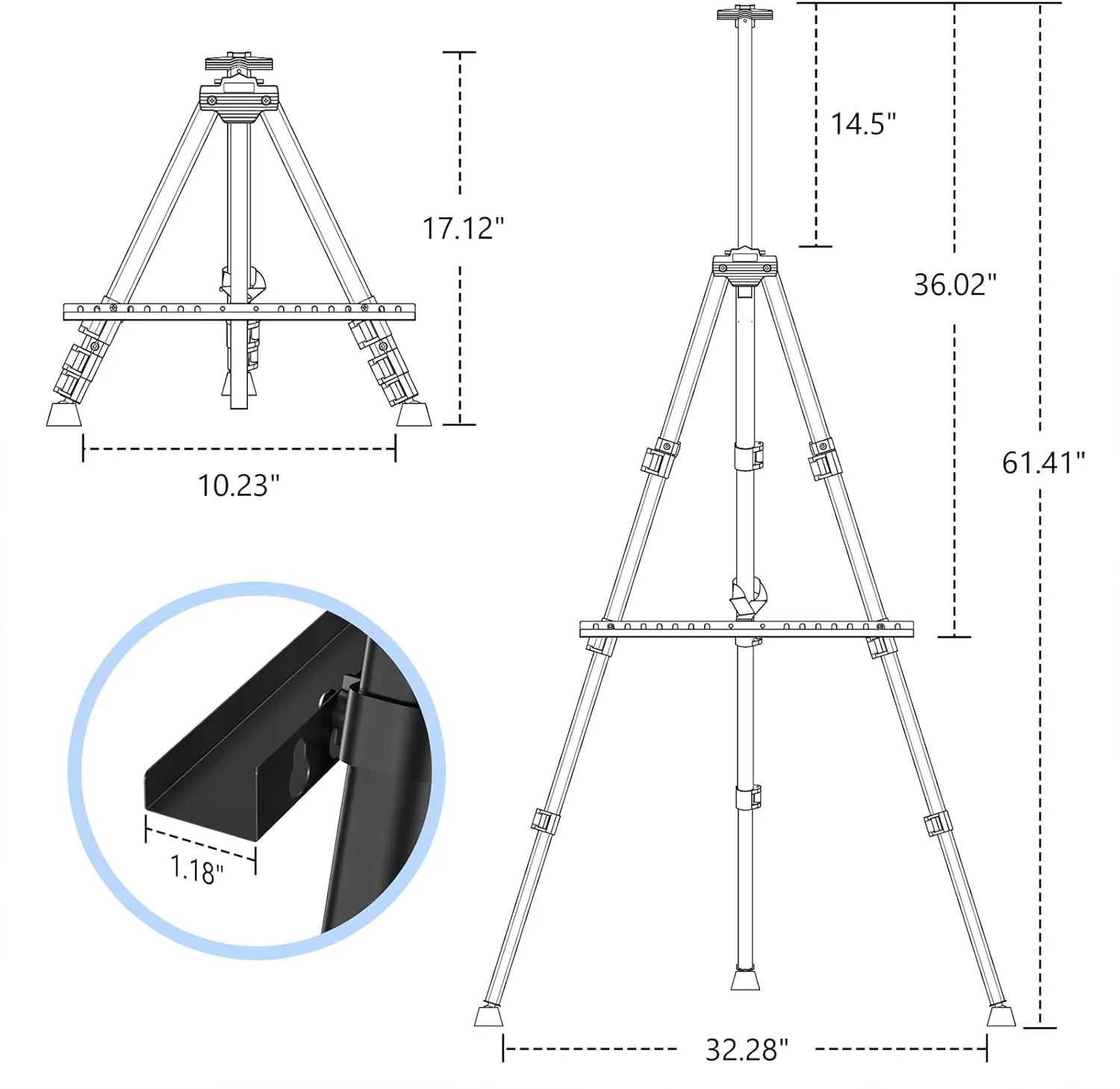 Art Painting Display Easel Stands - Portable Adjustable Aluminum Metal Tripod Artist Easels with Bags, Extra Sturdy for Table-Top/Floor Painting, Drawing, and Displaying, Black 4 Pack