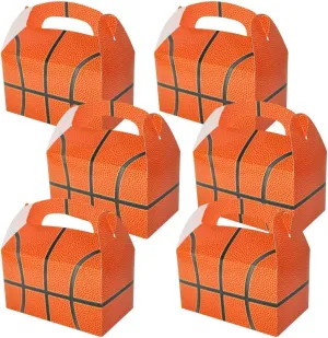 ArtCreativity Basketball Party Favors Goodie Gift Bags for Candy, Cookies, and Sports Themed Party Favor Boxes, Pack of 12 Cute Team Cardboard Box Basketball Treat Bag with Handles