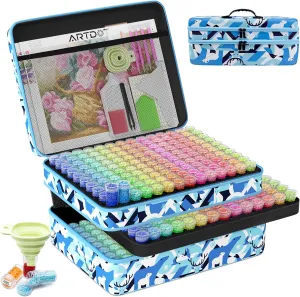 ARTDOT 420 Slots Storage Container for Diamond Art Kits for Adults,Portable Bead Storage Boxes for Diamond Painting Accessories and Tools(Blue)