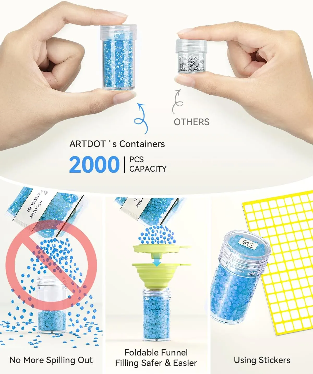 ARTDOT 420 Slots Storage Container for Diamond Art Kits for Adults,Portable Bead Storage Boxes for Diamond Painting Accessories and Tools(Blue)