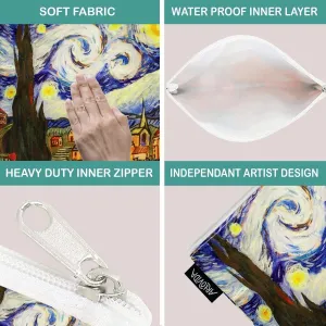 Artists Collective Reusable Lunch Baggies | Snack and Sandwich Bags with Zipper - Improved Dual Layer Design by Troy Wiley (USA) Starry Night Asheville