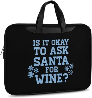 Ask Santa For Wine Leather Bag Laptop Case Slim Water Resistant Computer Bags with Handle Briefcase for Work