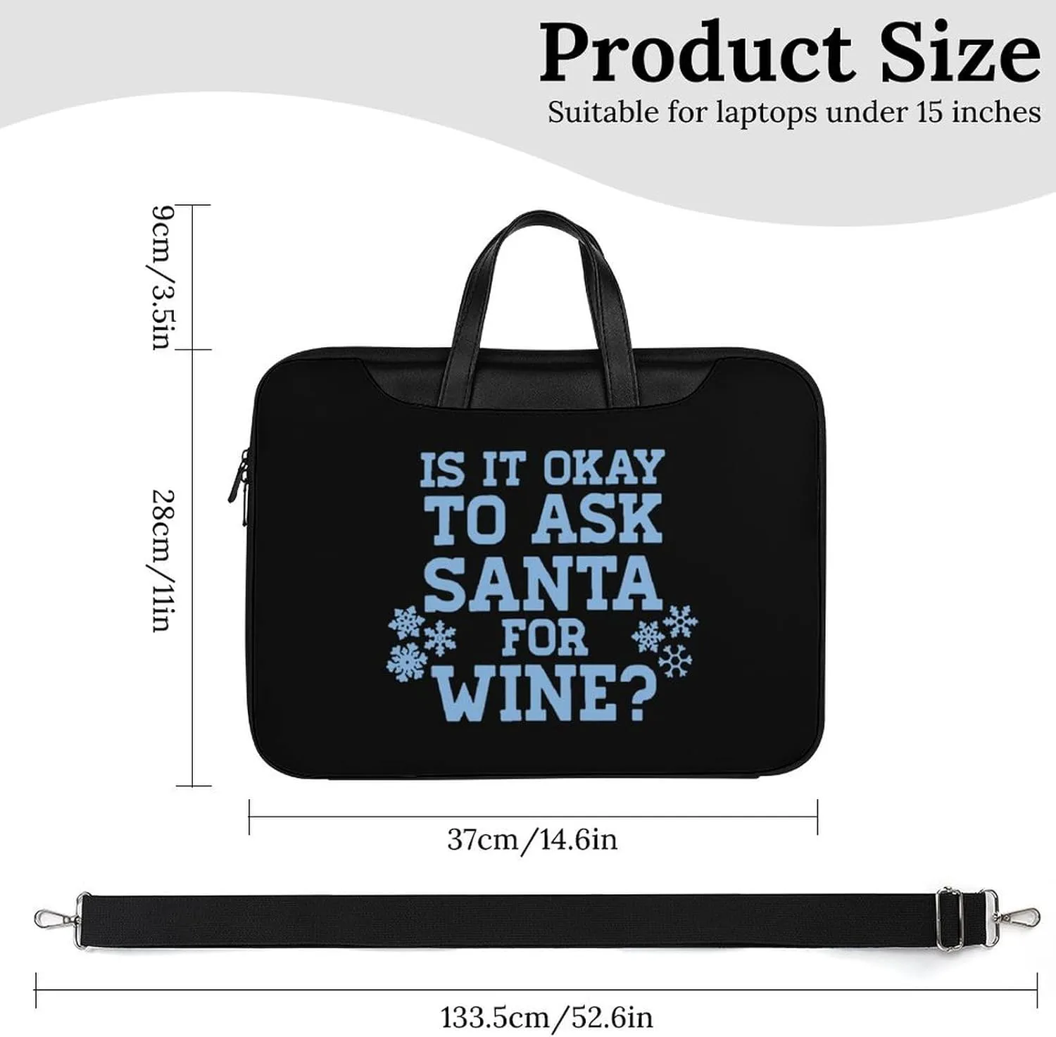 Ask Santa For Wine Leather Bag Laptop Case Slim Water Resistant Computer Bags with Handle Briefcase for Work