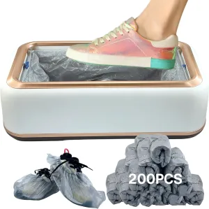 Automatic Shoe Covers Dispenser With 200pcs Non-slip Disposable Shoe Covers, User-Friendly Shoe Covers Machine for Home, Mall, Laboratory, Fits Size 11 US Men and up (Pearl White, 200pcs)