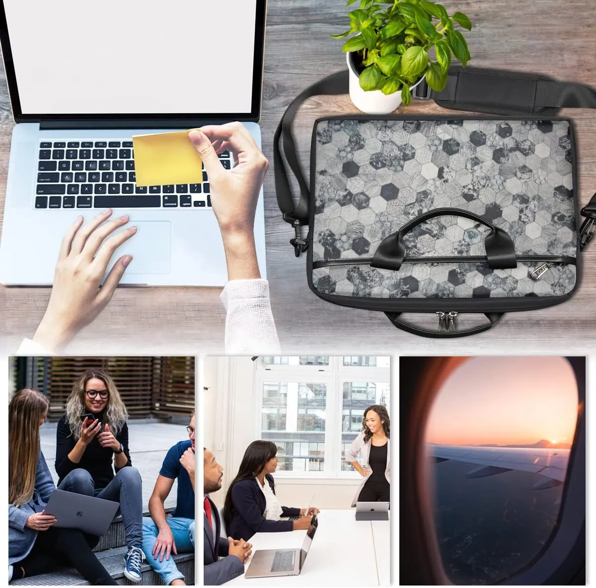 Autumn Forest Animals Birds Laptop Shoulder Messenger Bag Waterproof Laptop Briefcase with Handle and Padded Strap