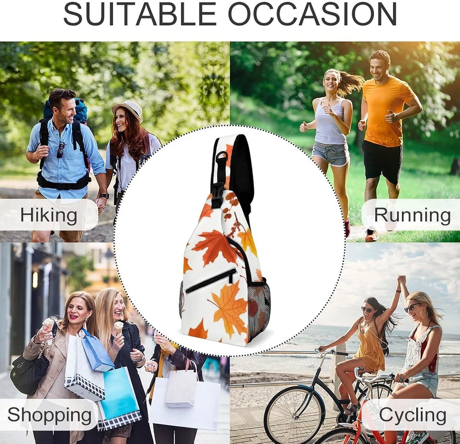 Autumn Maple Leaves Sling Bag Crossbody Bags Cross Body Bag Fanny Packs Chest Bags Sling Purses for Travel