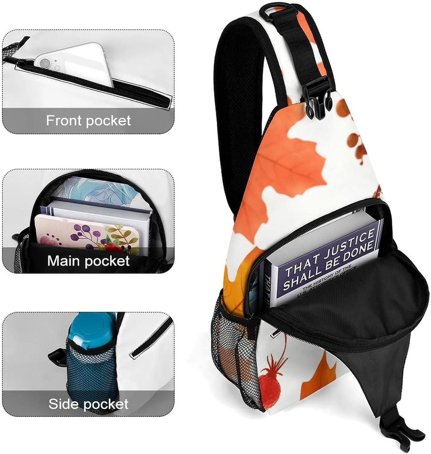 Autumn Maple Leaves Sling Bag Crossbody Bags Cross Body Bag Fanny Packs Chest Bags Sling Purses for Travel
