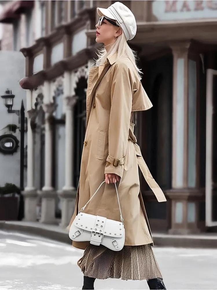 Ayliss Women's Shoulder Bag Small Purse Y2K Handbag Rivet Punk Hobo Purse with Buckle Top Handle Clutch Trendy Bag Club