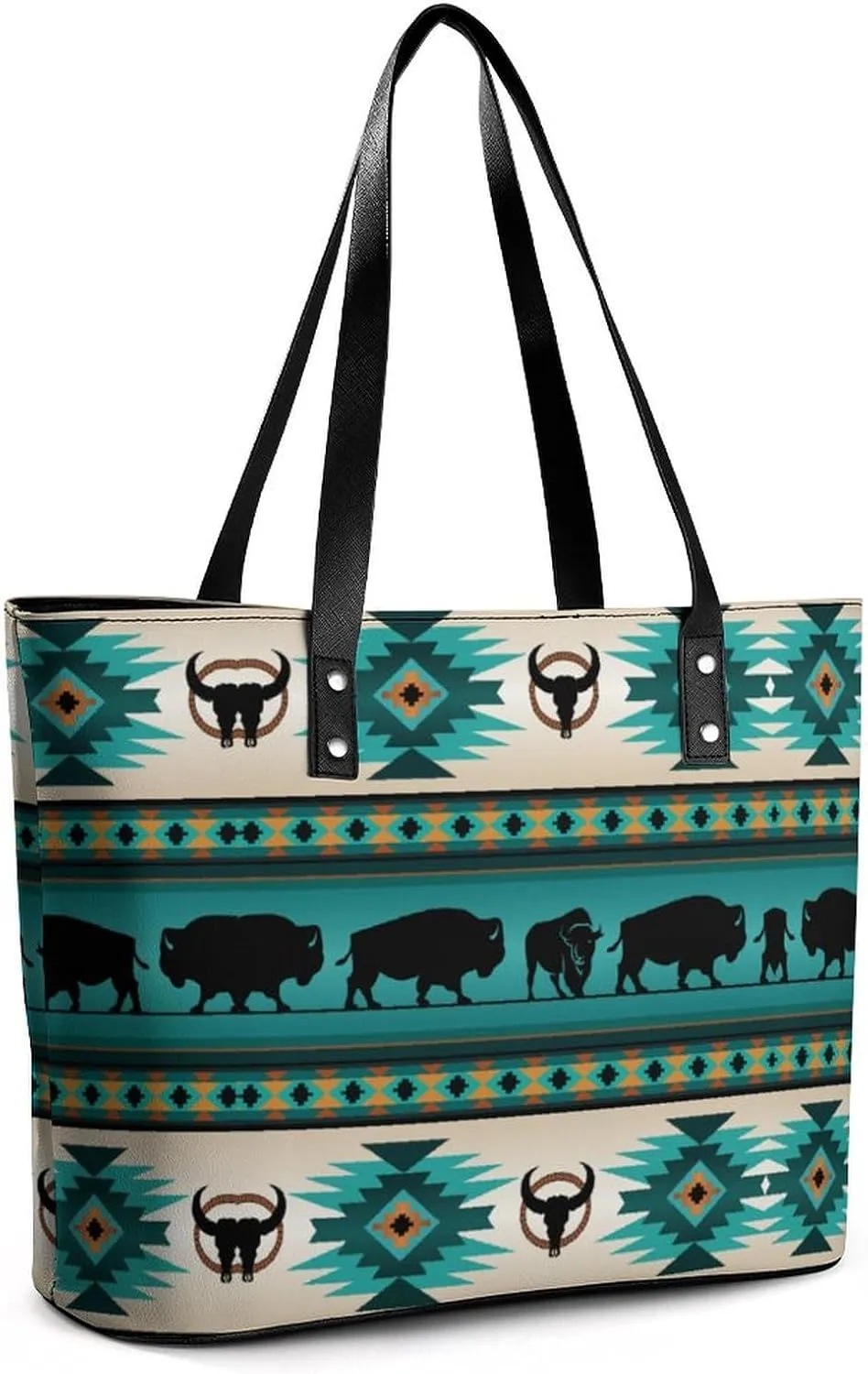 Aztec Geometric Ethnic Patterns Leather Handbag Smooth Wrinkle Resistant Lightweight And Convenient