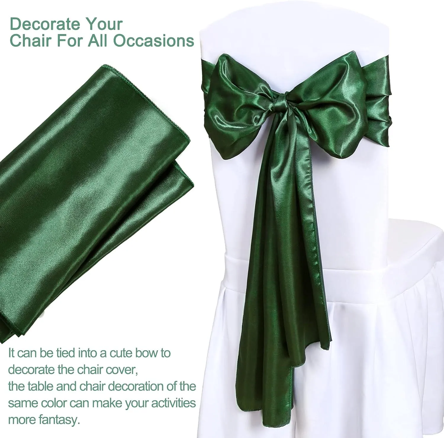 B-COOL Wedding Table Runners Set of 10 Satin Table Runner Forest Green 12x108 inch Smooth Silky Summer Table Runner for Wedding Brithday Reception Party Banquet Decoration