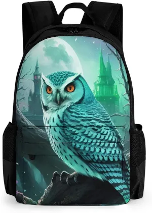 Backpack Anti-Theft Multipurpose Large Capacity Carry On Bag - Fantasy Beautiful Owls Art Camping Outdoor Backpack With Side Pockets