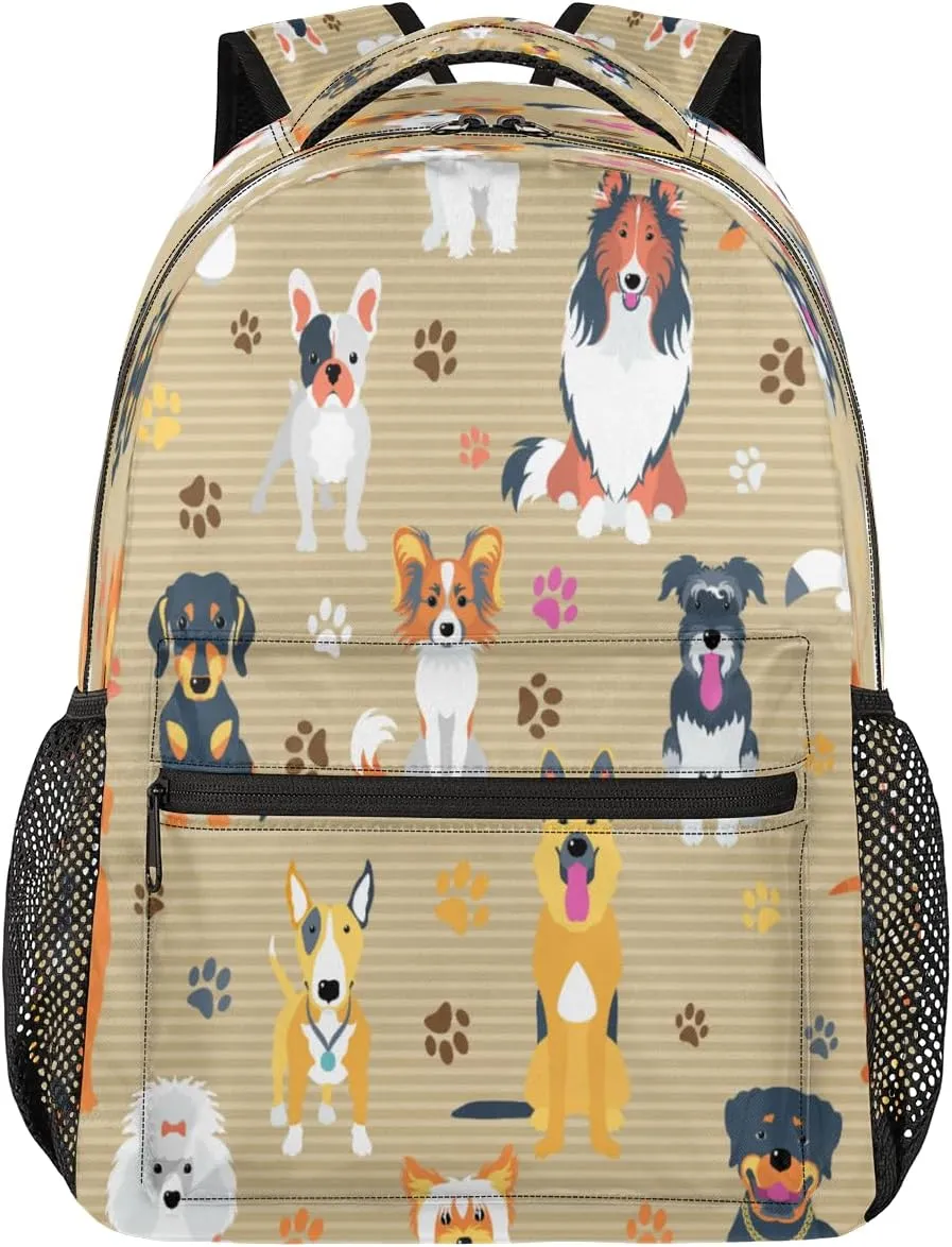 Backpack for Women Men, Dog Casual Backpacks, Waterproof Lightweight Dog Breeds Profiles Pets Daypack Bags for Travel Camping Work