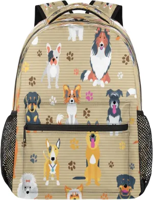 Backpack for Women Men, Dog Casual Backpacks, Waterproof Lightweight Dog Breeds Profiles Pets Daypack Bags for Travel Camping Work