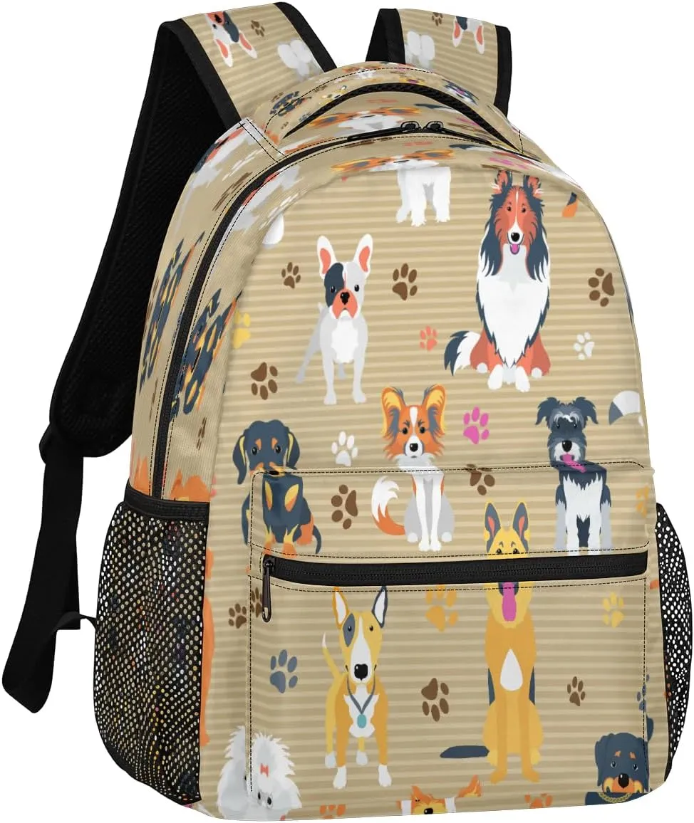 Backpack for Women Men, Dog Casual Backpacks, Waterproof Lightweight Dog Breeds Profiles Pets Daypack Bags for Travel Camping Work