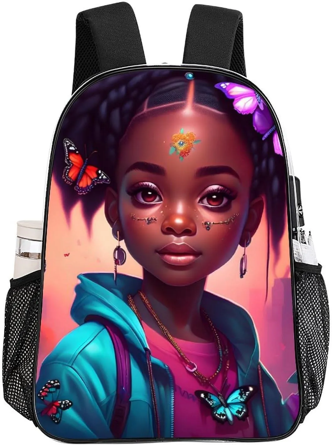Backpack Multipurpose Anti-Theft Large Capacity Bookbag - African American Women Black Women Butterfly Flower Art Travel Hiking Daypack Transparent Bag