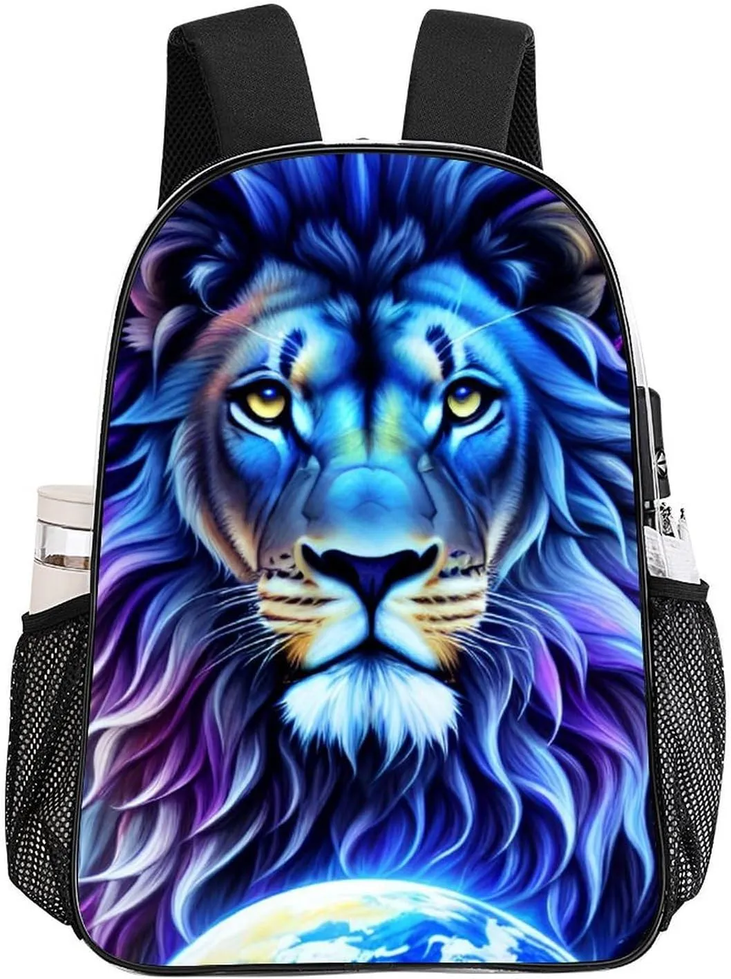Backpack Multipurpose Anti-Theft Large Capacity Bookbag - Cool Lion In The Universe Surreal Style Art Travel Hiking Daypack Transparent Bag