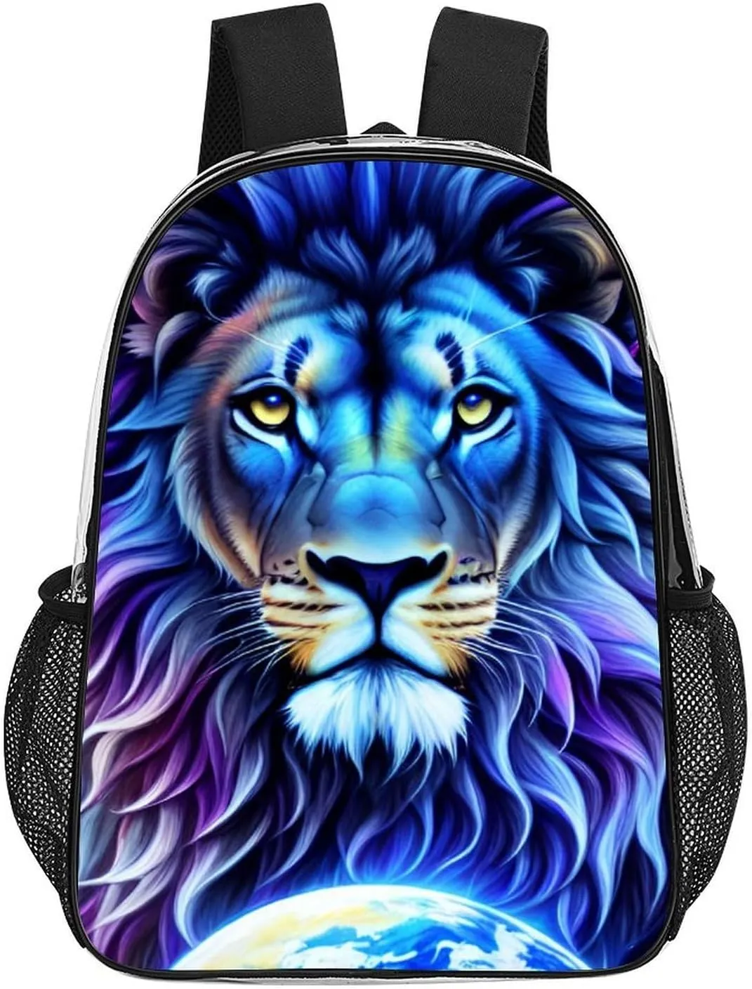 Backpack Multipurpose Anti-Theft Large Capacity Bookbag - Cool Lion In The Universe Surreal Style Art Travel Hiking Daypack Transparent Bag