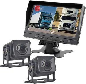 Backup Camera for Trucks,7 inch TFT LCD Reversing Camera Monitor with 2 Wide-Angle 170° Reversing Camera IP68 Waterproof/Night Vision for Vans,Camping Cars,School Bus,RVs